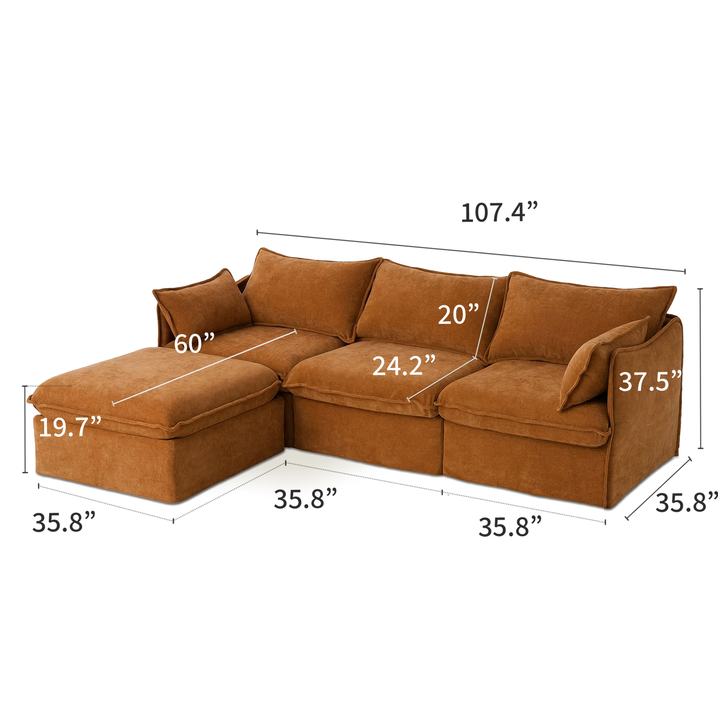 Anchor 3-Seater Chaise Sofa Sectional