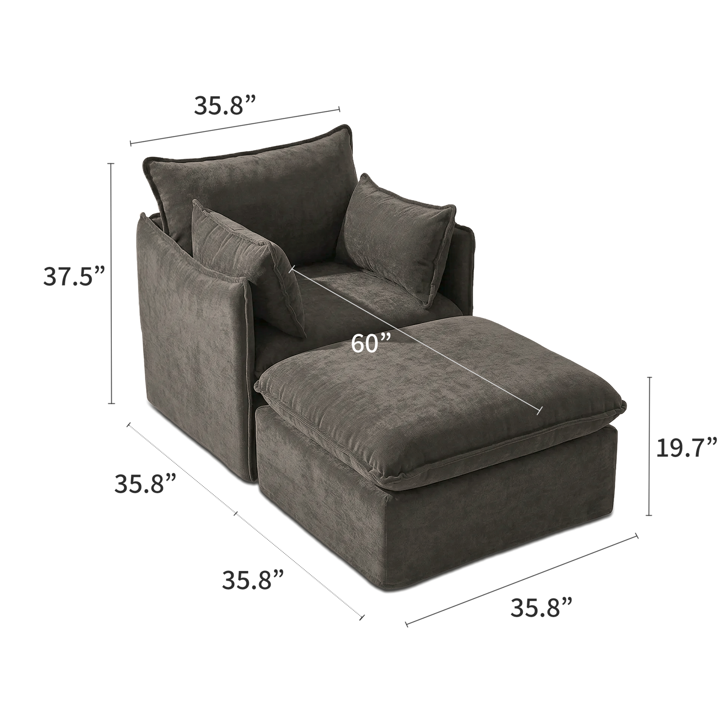 Anchor Accent Chair with Chaise Lounges