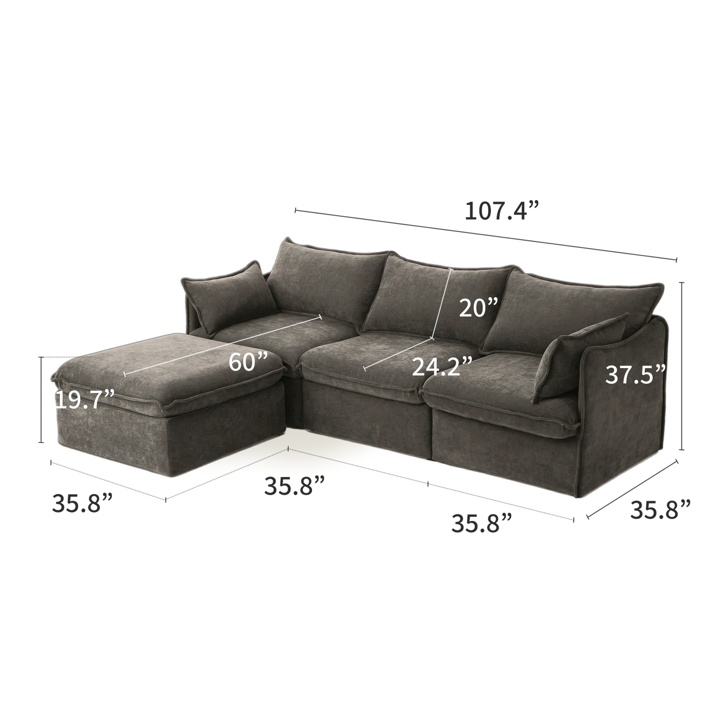 Anchor 3-Seater Chaise Sofa Sectional