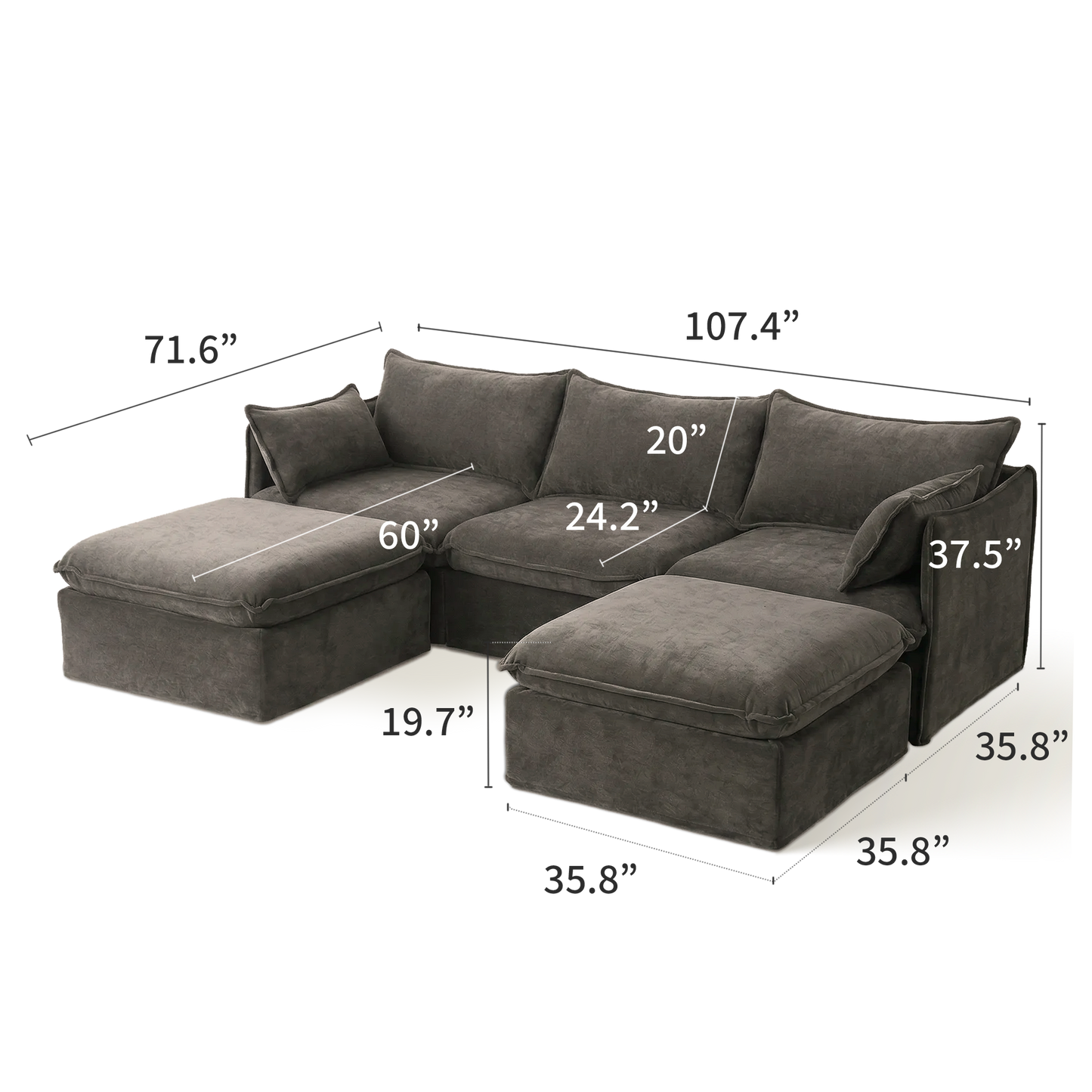 Anchor 3-Seater Chaise Sofa Sectional