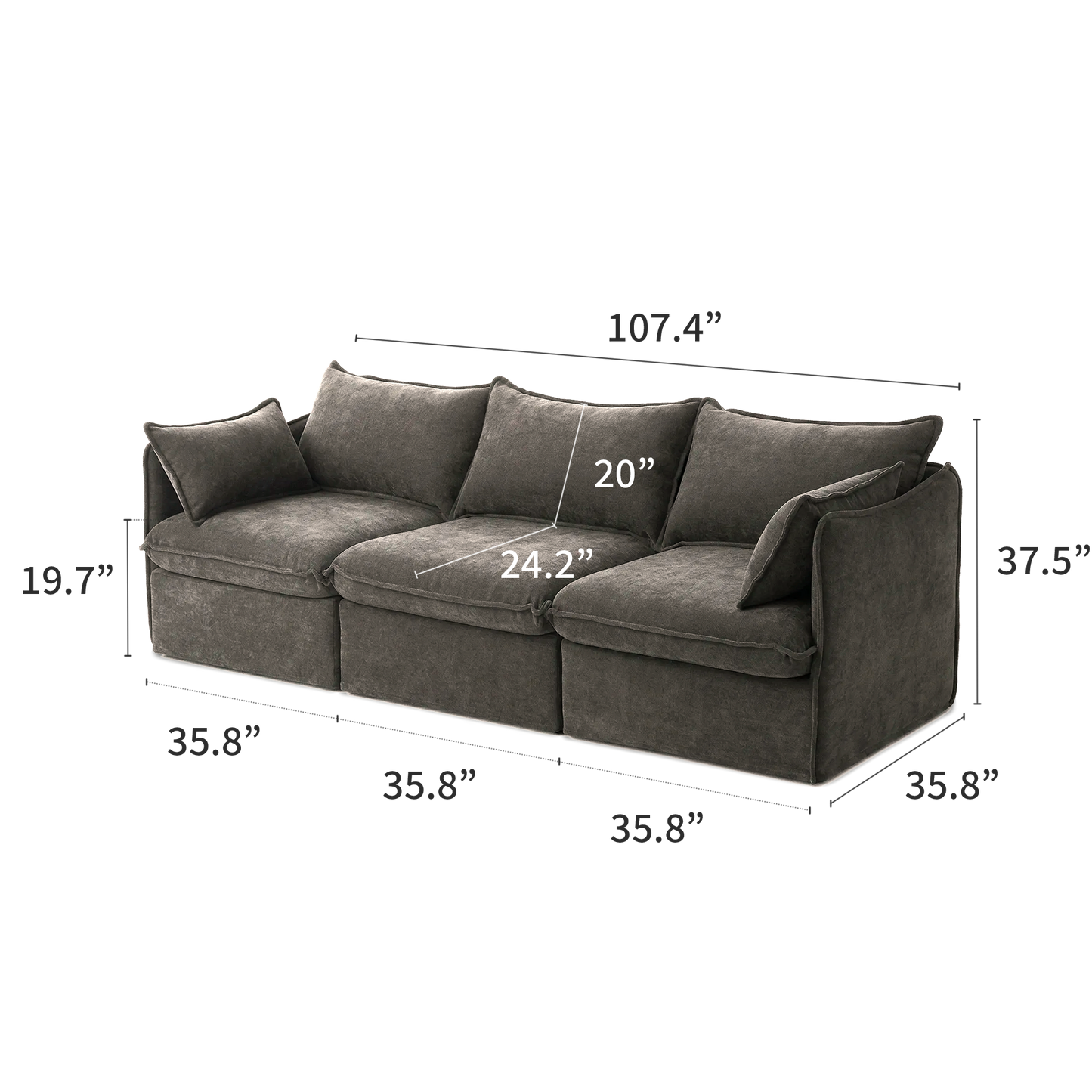 Anchor 3-Seater Chaise Sofa Sectional