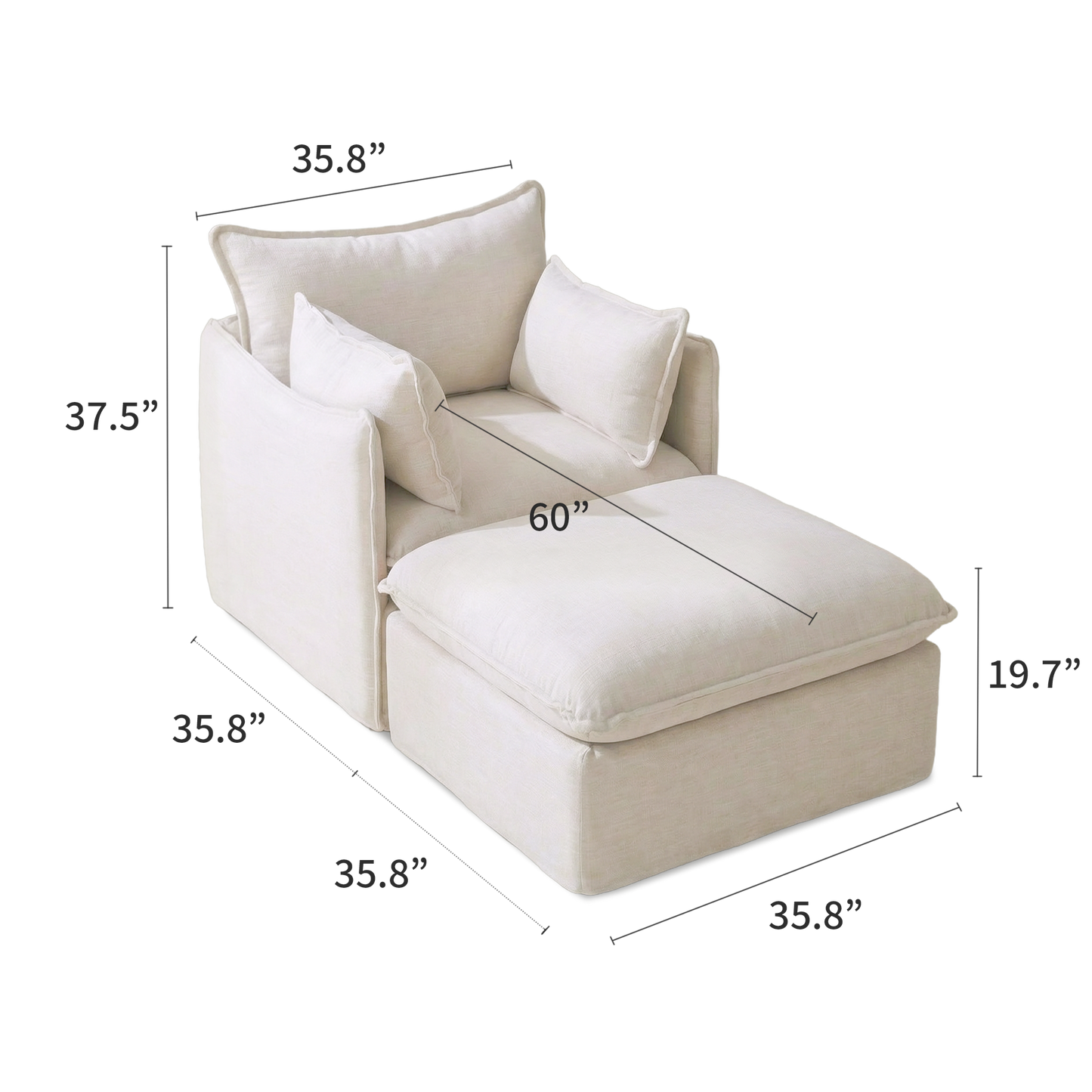 Anchor Accent Chair with Chaise Lounges