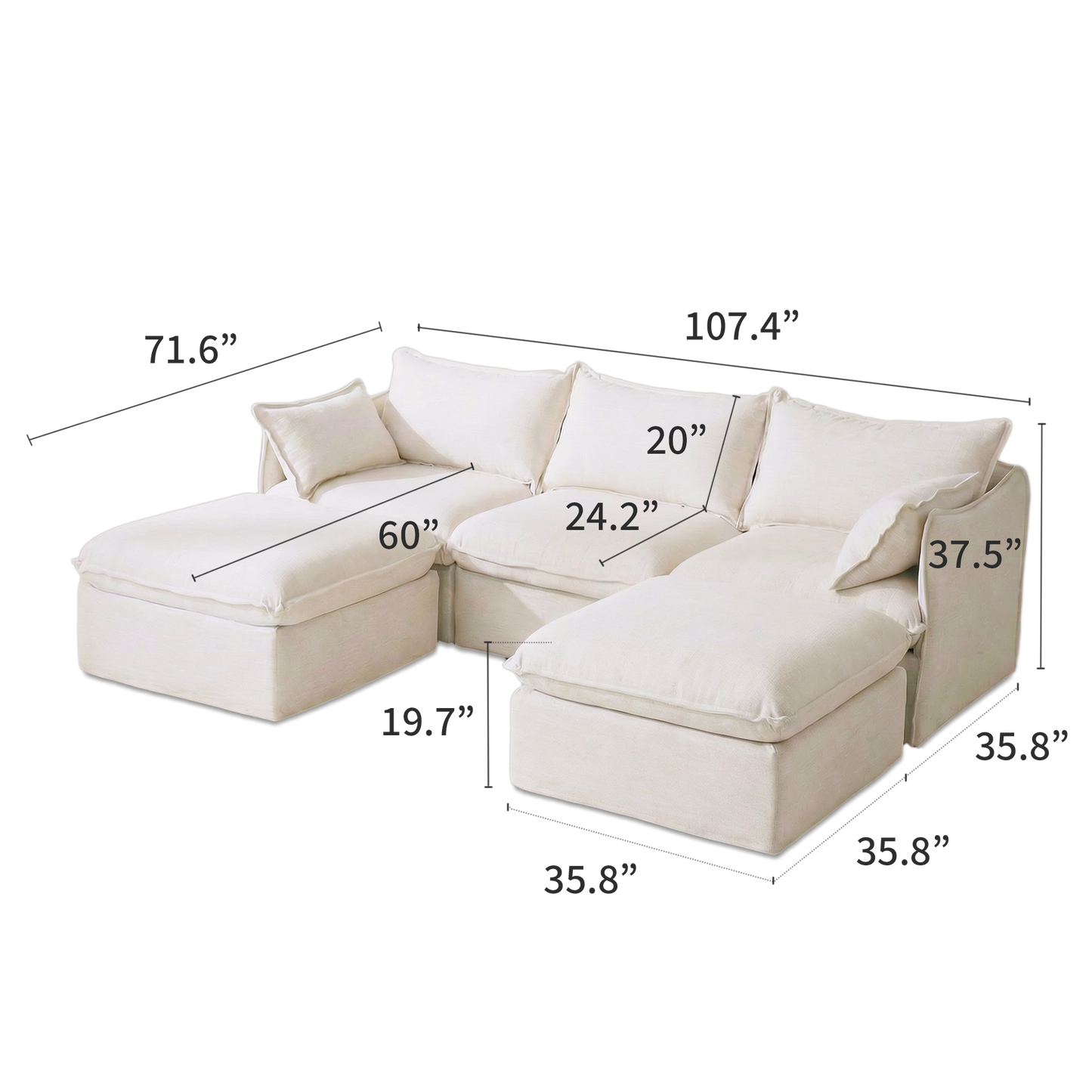 Anchor 3-Seater Chaise Sofa Sectional