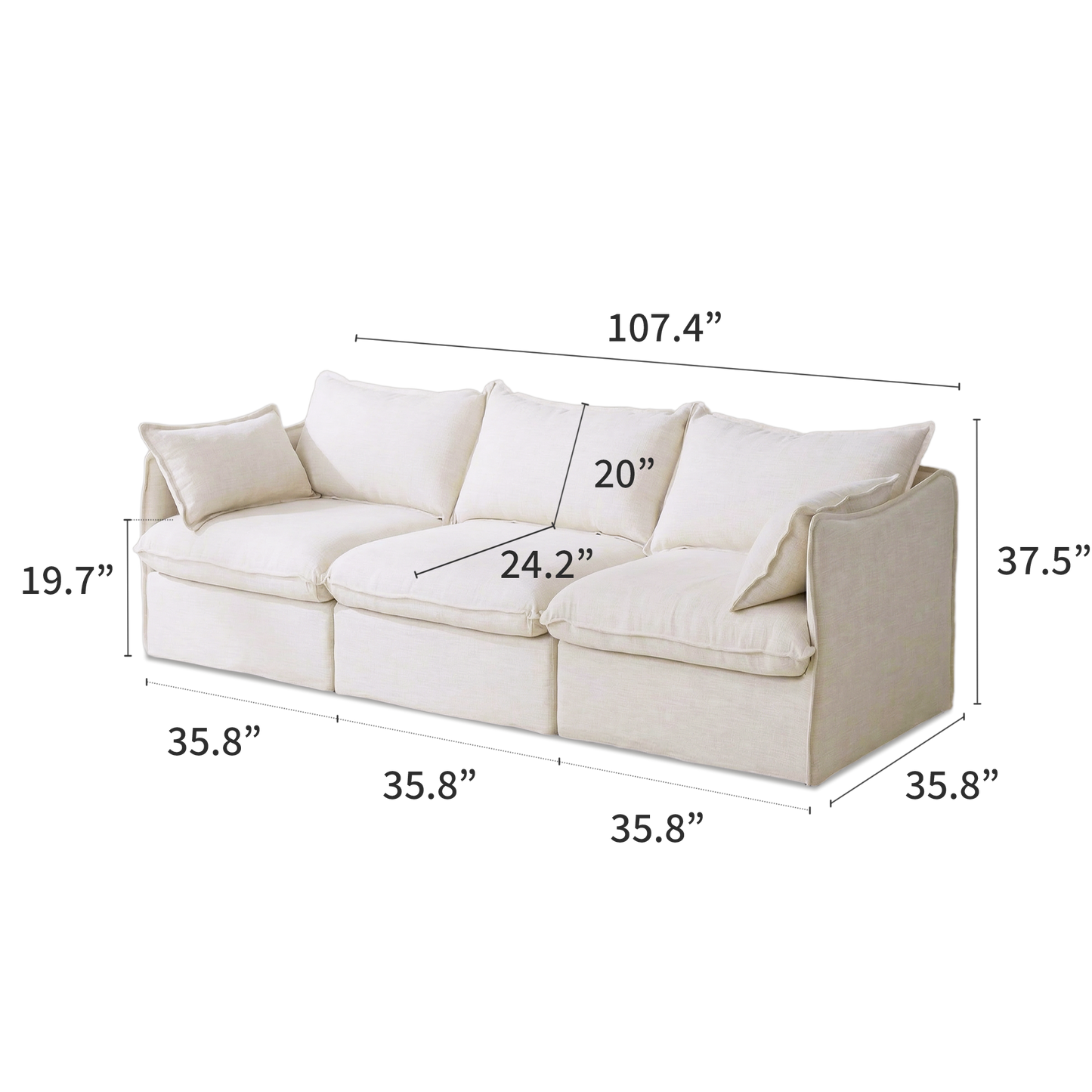 Anchor 3-Seater Chaise Sofa Sectional