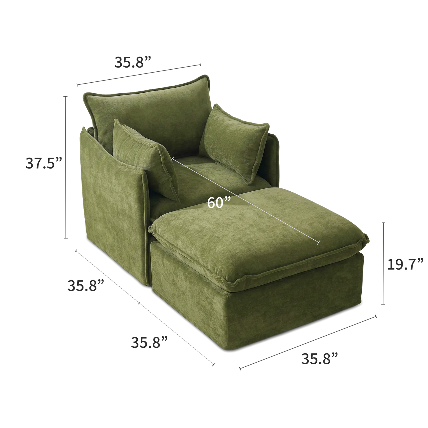Anchor Accent Chair with Chaise Lounges