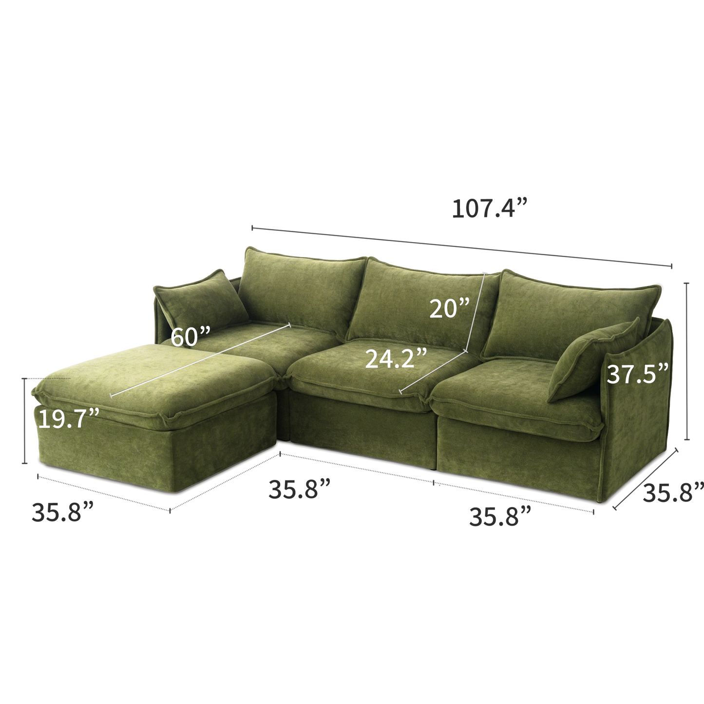 Anchor 3-Seater Chaise Sofa Sectional