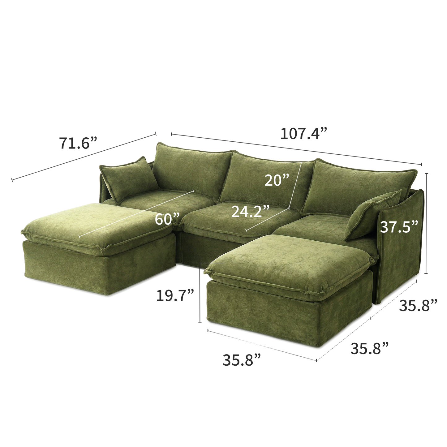 Anchor 3-Seater Chaise Sofa Sectional