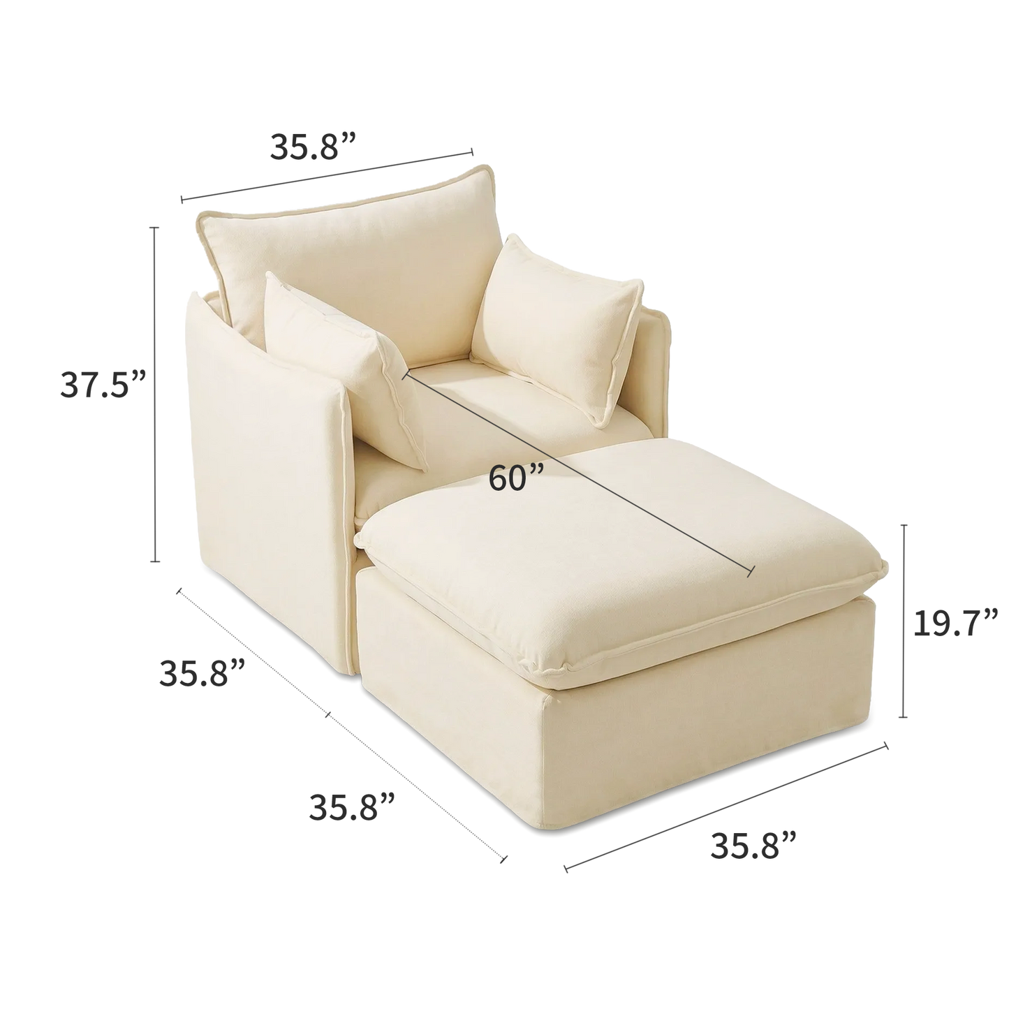 Anchor Accent Chair with Chaise Lounges