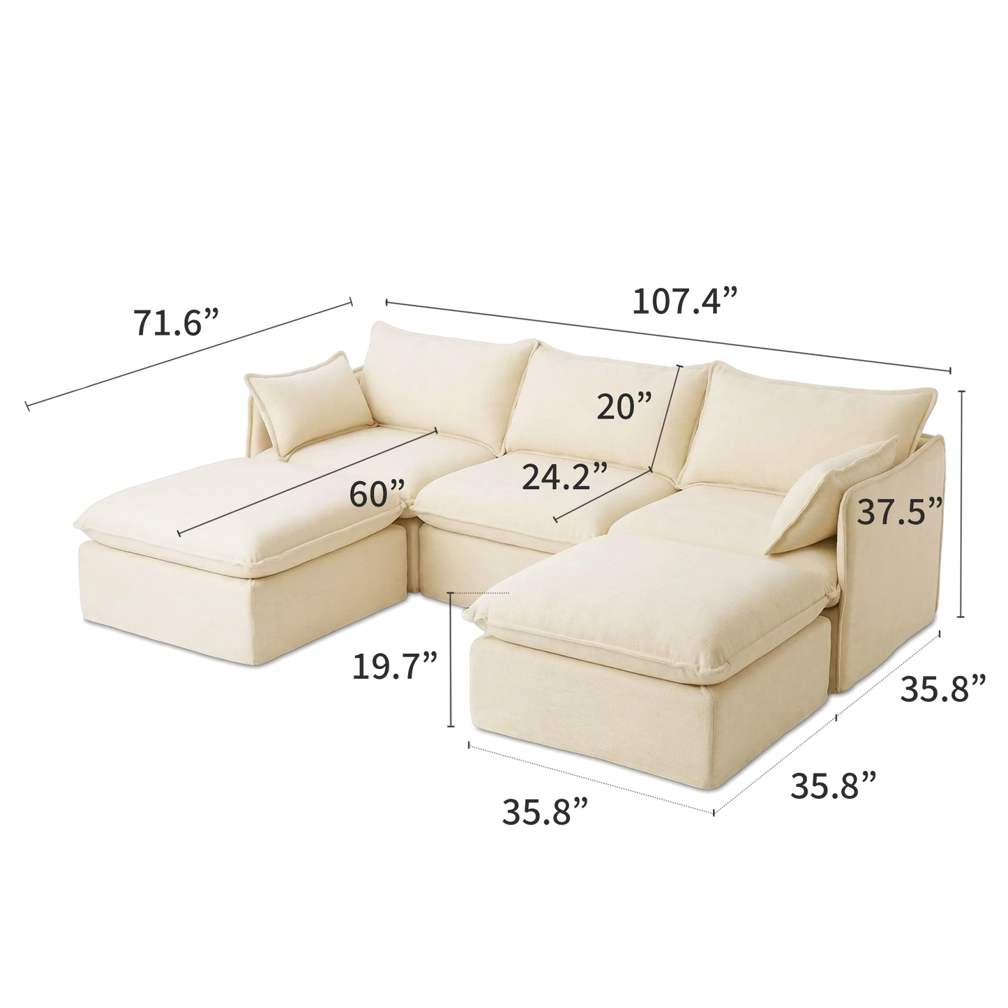 Anchor 3-Seater Chaise Sofa Sectional