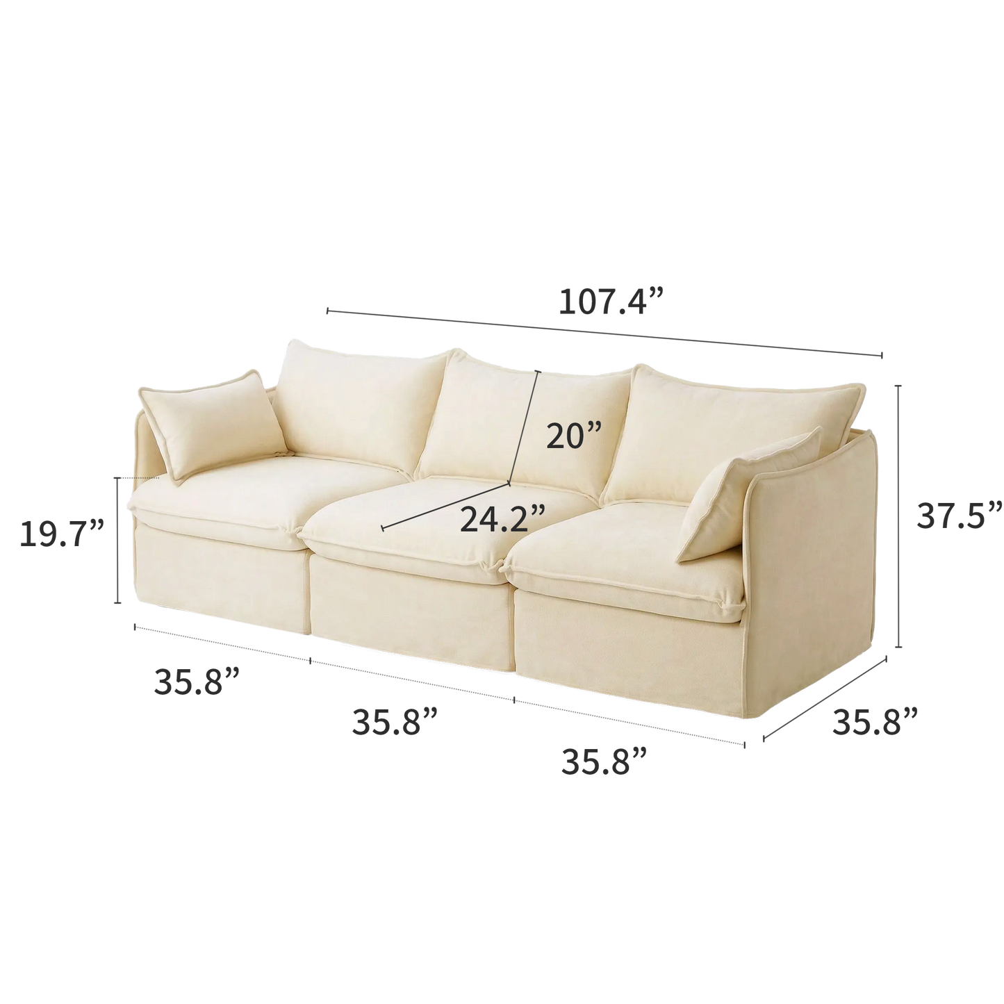 Anchor 3-Seater Chaise Sofa Sectional